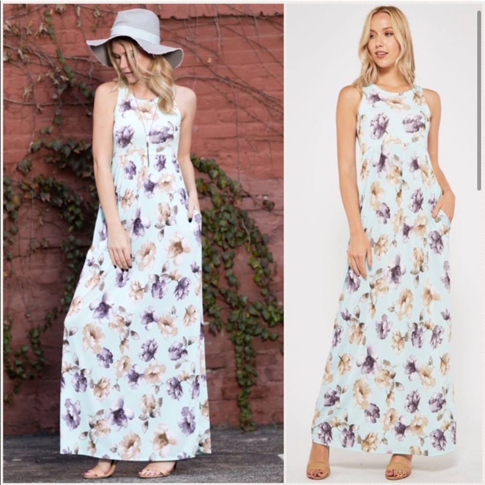 ❤️HOST PICK❤️Blue a Floral Print Maxi Dress - Picture 3 of 3